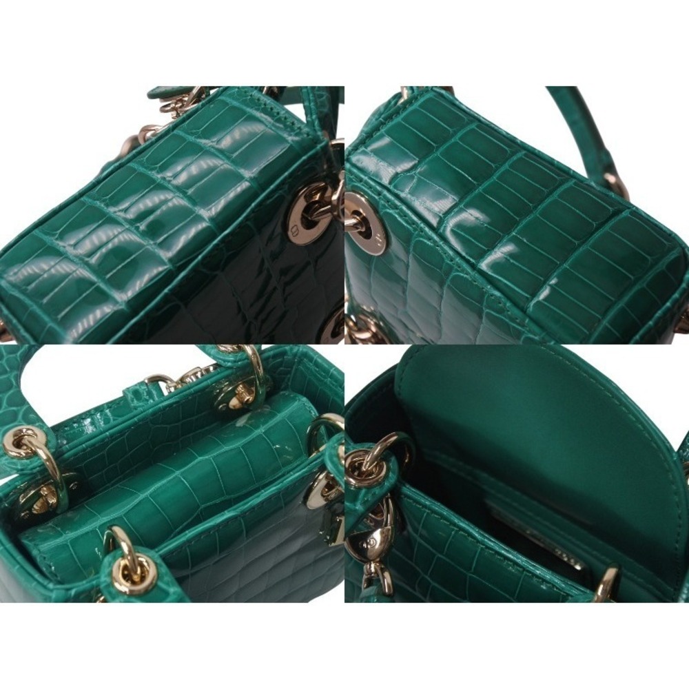 Dior Christian Green Shoulder Lady Crocodile Bag - Picture 7 of 8